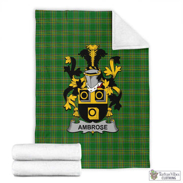 Tartan Vibes Clothing Ambrose Irish Clan Tartan Blanket with Coat of Arms