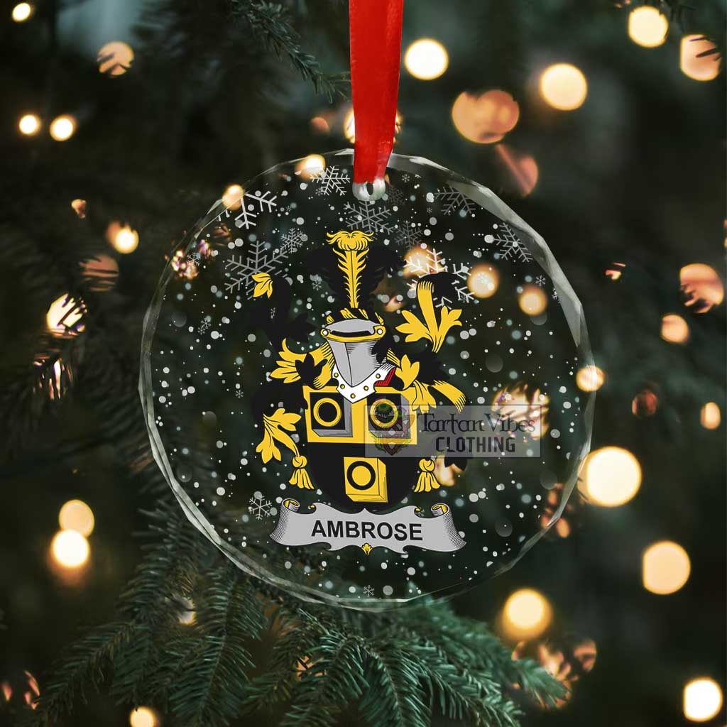 Tartan Vibes Clothing Ambrose Irish Clan Christmas Glass Ornament with Coat of Arms