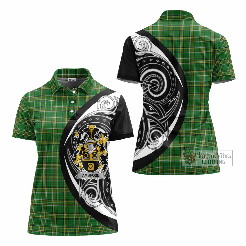 Ambrose Irish Clan Women's Polo Shirt Celtic Circle Style - Tartan Vibes Clothing