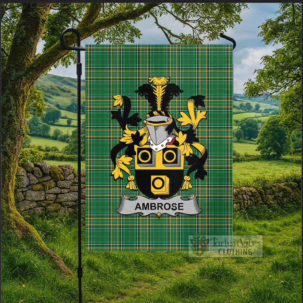 Ambrose Irish Clan Tartan Flag with Coat of Arms