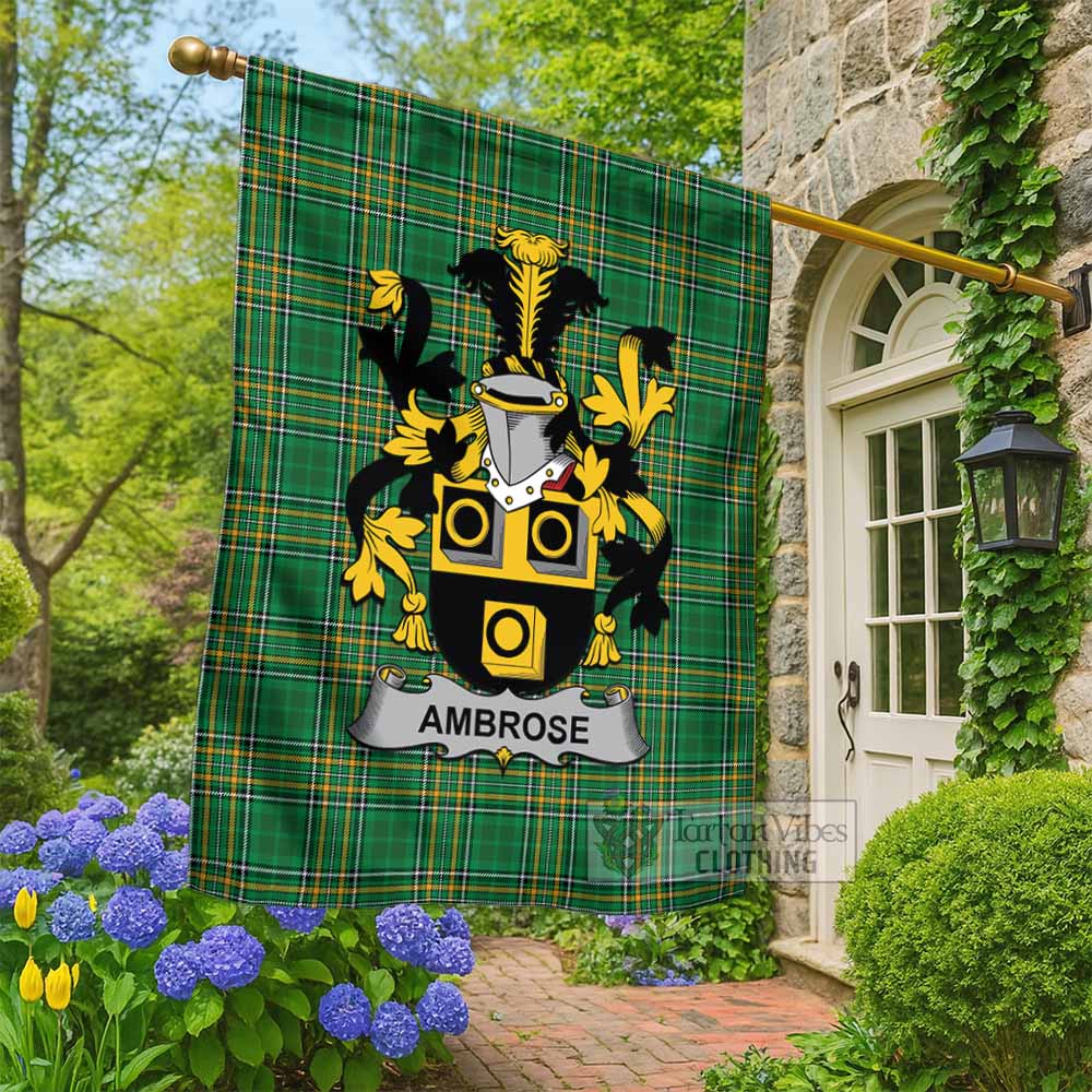 Ambrose Irish Clan Tartan Flag with Coat of Arms