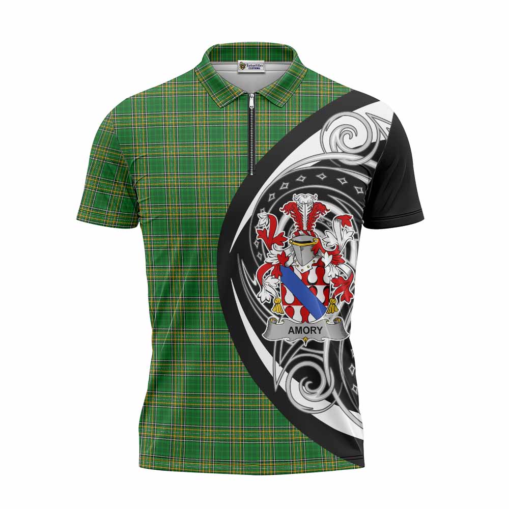 Amory Irish Clan Zipper Polo Shirt Celtic Circle Style Unisex - Tartan Vibes Clothing