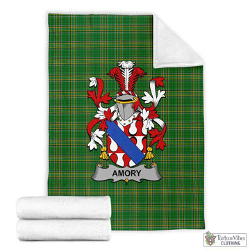 Tartan Vibes Clothing Amory Irish Clan Tartan Blanket with Coat of Arms