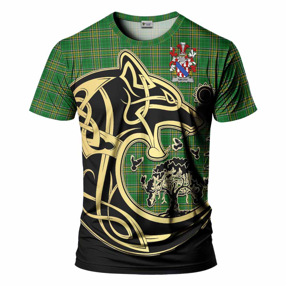 Amory Irish Tartan T-Shirt with Coat of Arms Celtic Wolf Style Kid's Shirt - Tartan Vibes Clothing