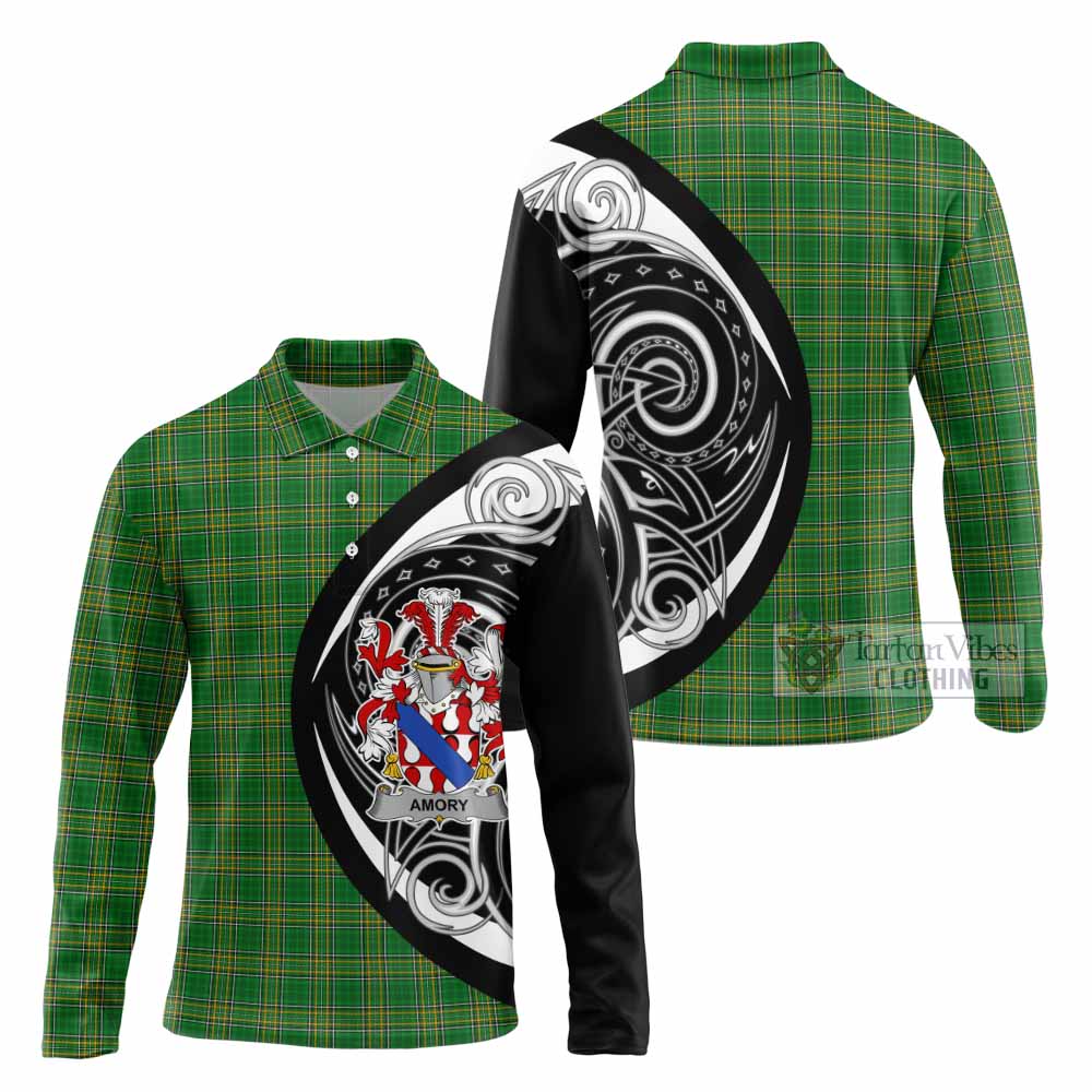 Amory Irish Clan Long Sleeve Polo Shirt Celtic Circle Style - Tartan Vibes Clothing