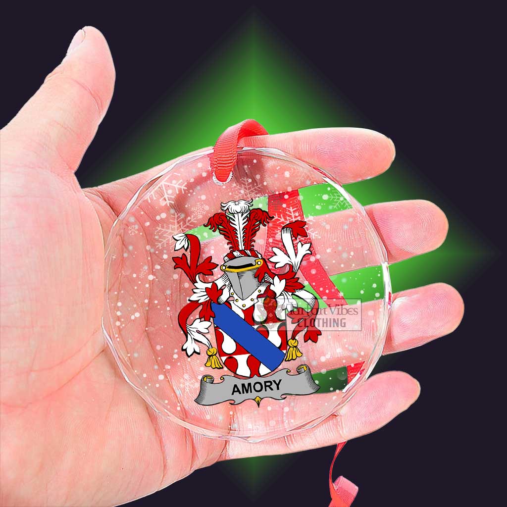 Amory Irish Clan Christmas Glass Ornament with Coat of Arms - 2D-tartanvibesclothing
