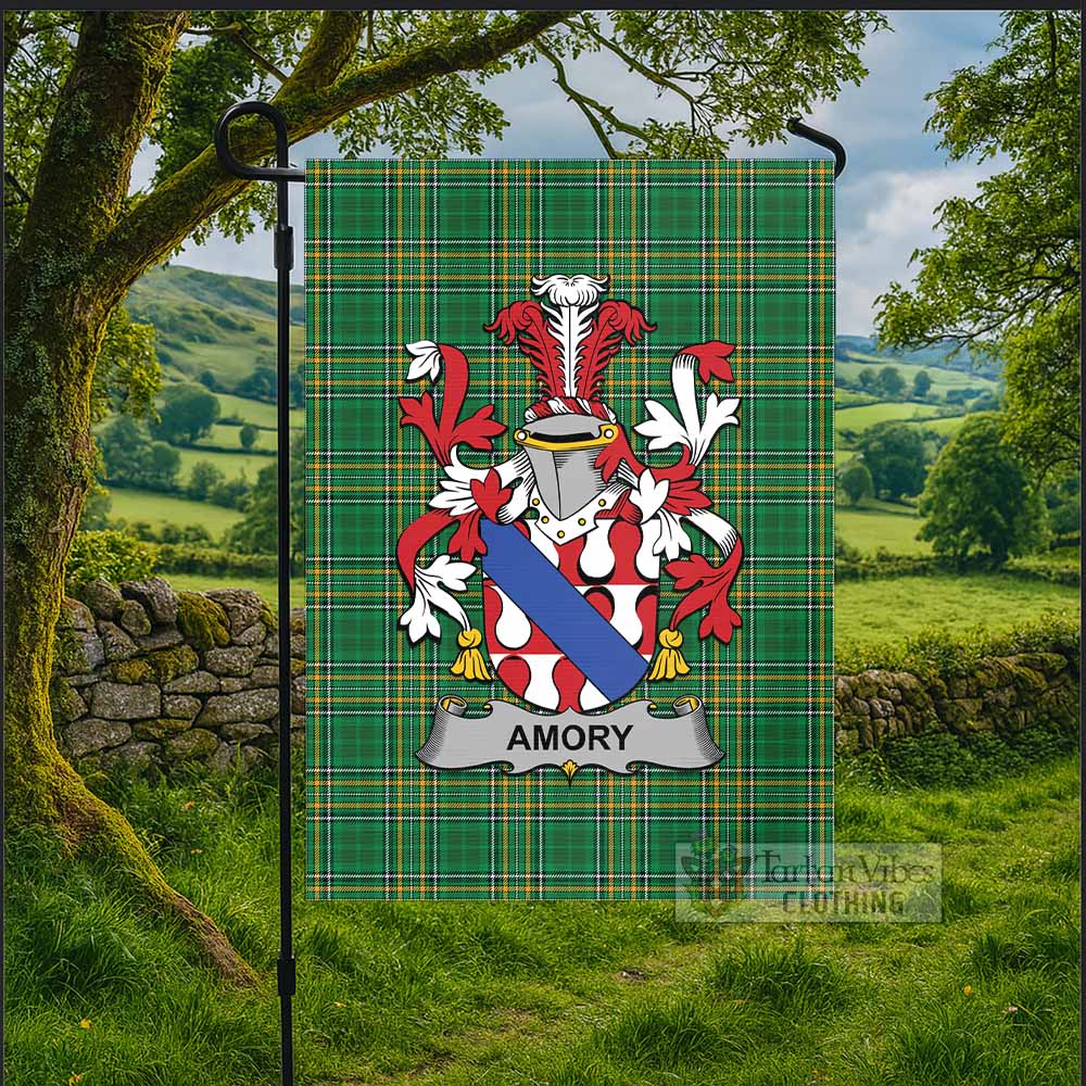 Amory Irish Clan Tartan Flag with Coat of Arms