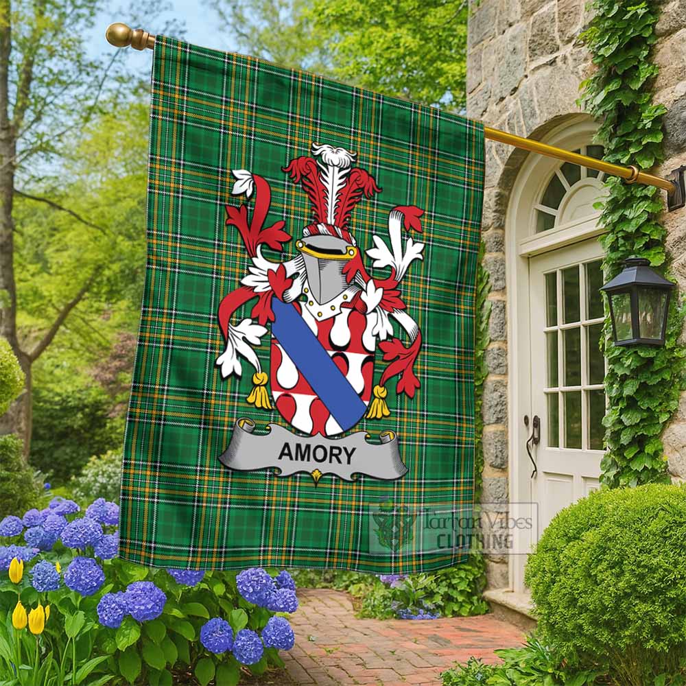 Amory Irish Clan Tartan Flag with Coat of Arms