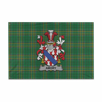 Amory Irish Clan Tartan House Flag with Coat of Arms