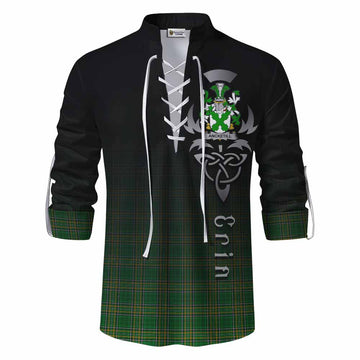 Ancketill Irish Clan Ghillie Kilt Shirt with Coat of Arms Erin Go Bragh Celtic Inspired Men - Tartan Vibes Clothing