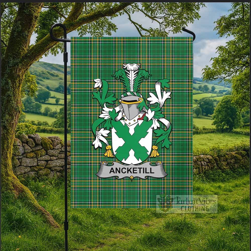 Ancketill Irish Clan Tartan Flag with Coat of Arms