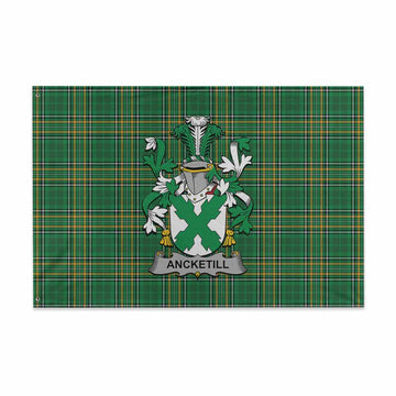 Tartan Vibes Clothing Ancketill Irish Clan Tartan House Flag with Coat of Arms