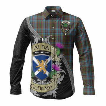 Anderson Tartan Family Crest Long Sleeve Button Shirt Lion Rampant Royal Thistle Shield Celtic Inspired
