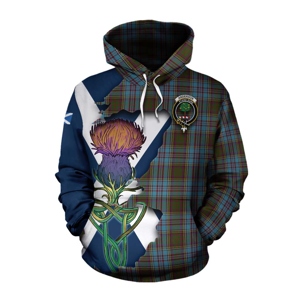 Tartan Vibes Clothing Anderson Tartan Family Crest Cotton Hoodie Scottish Thistle Celtic Inspired