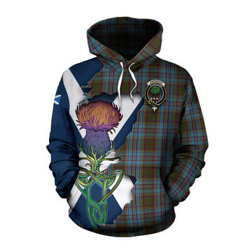 Tartan Vibes Clothing Anderson Tartan Family Crest Cotton Hoodie Scottish Thistle Celtic Inspired