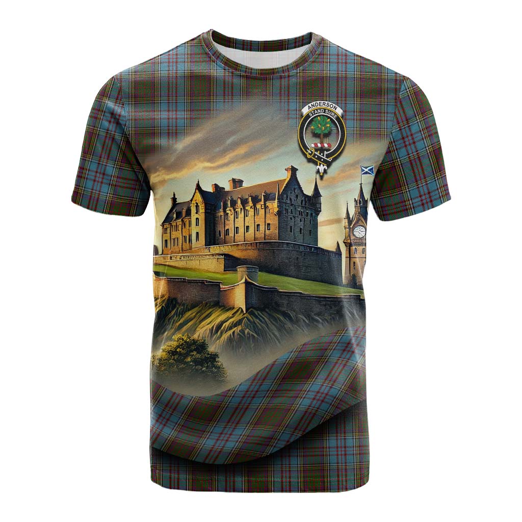 Tartan Vibes Clothing Anderson Tartan Family Crest Cotton T-shirt with Scottish Ancient Castle Style
