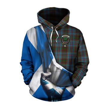 Tartan Vibes Clothing Anderson Tartan Cotton Hoodie with Family Crest Scotland Patriotic Style