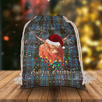 Tartan Vibes Clothing Anderson Tartan Christmas Santa's Bag with Highland Cow