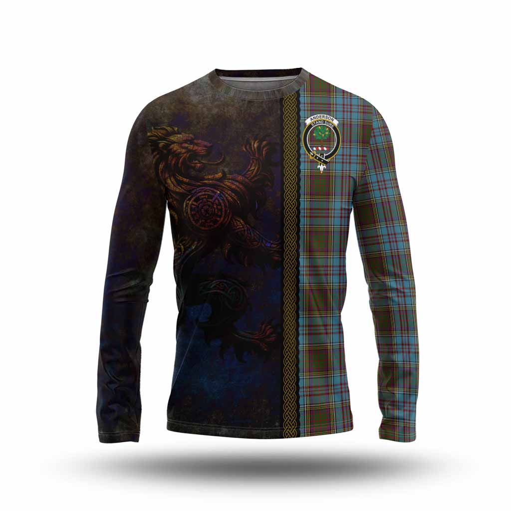 Tartan Vibes Clothing Anderson Tartan Family Crest Long Sleeve T-Shirt Alba Gu Brath Be Brave Lion Ancient Style