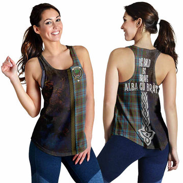 Anderson Tartan Family Crest Women's Racerback Tanks Alba Gu Brath Be Brave Lion Ancient Style