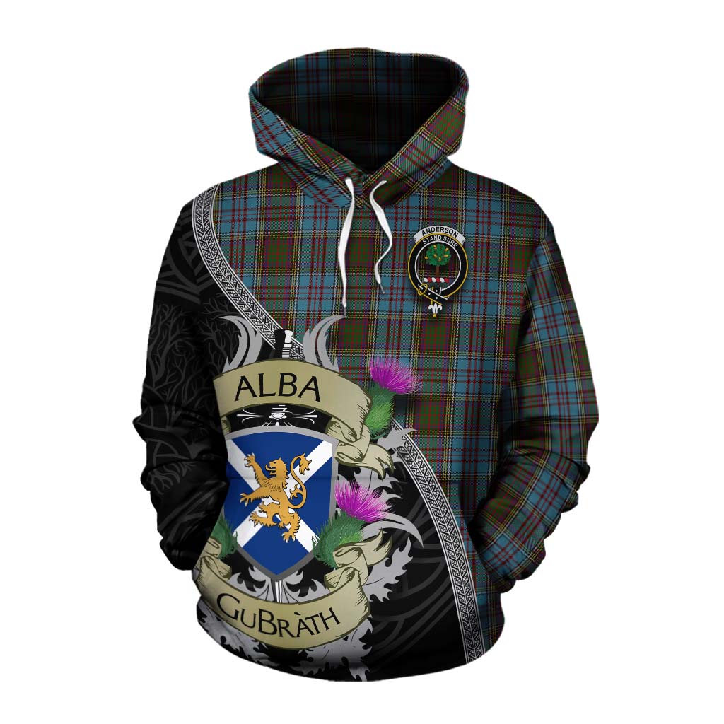 Tartan Vibes Clothing Anderson Tartan Family Crest Cotton Hoodie Lion Rampant Royal Thistle Shield Celtic Inspired