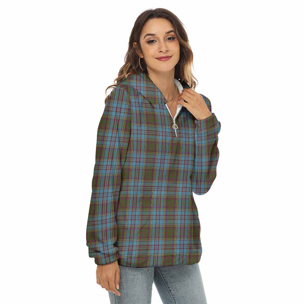 Tartan Vibes Clothing Anderson Tartan Women's Borg  Half Zip Fleece Hoodie