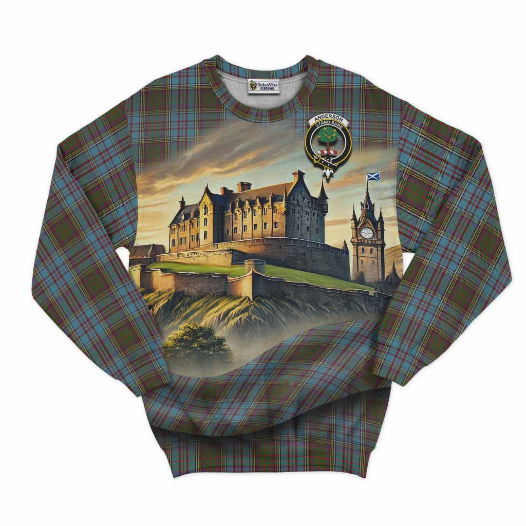 Tartan Vibes Clothing Anderson Tartan Family Crest Sweatshirt with Scottish Ancient Castle Style