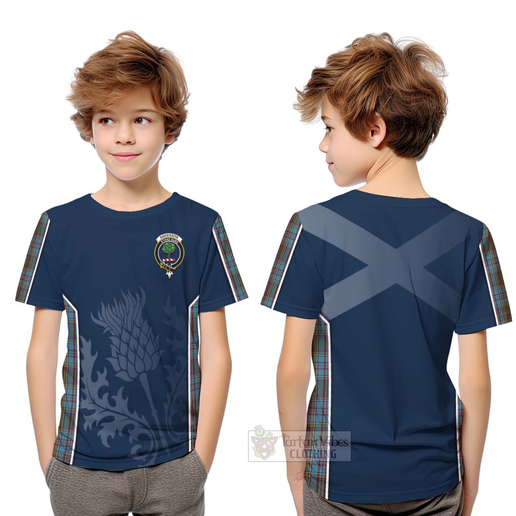 Tartan Vibes Clothing Anderson Tartan Kid T-Shirt with Family Crest and Scottish Thistle Vibes Sport Style