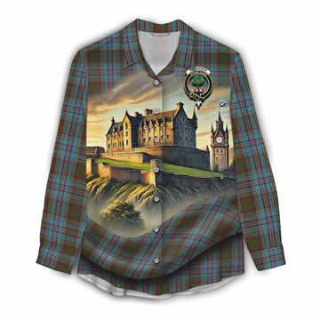 Anderson Tartan Family Crest Women's Casual Shirt with Scottish Ancient Castle Style