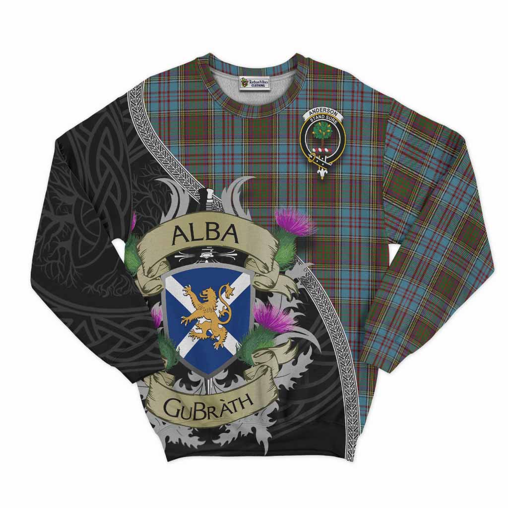 Tartan Vibes Clothing Anderson Tartan Family Crest Sweatshirt Lion Rampant Royal Thistle Shield Celtic Inspired