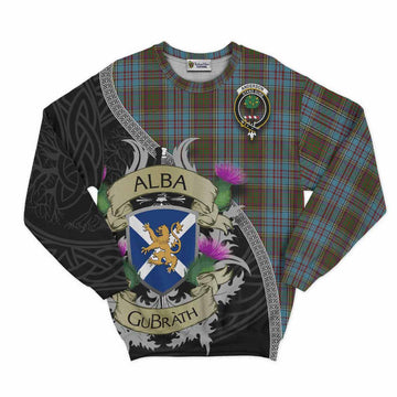 Tartan Vibes Clothing Anderson Tartan Family Crest Sweatshirt Lion Rampant Royal Thistle Shield Celtic Inspired