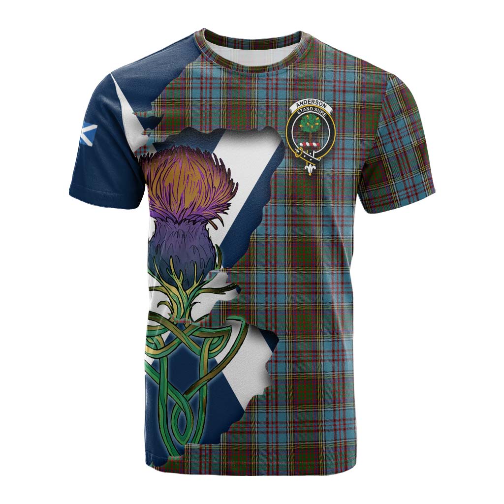 Tartan Vibes Clothing Anderson Tartan Family Crest Cotton T-shirt Scottish Thistle Celtic Inspired