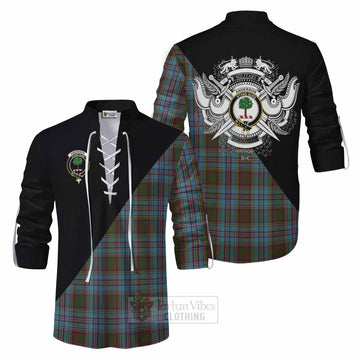 Tartan Vibes Clothing Anderson Tartan Ghillie Kilt Shirt with Family Crest and Military Logo Style
