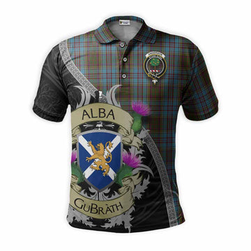 Anderson Tartan Family Crest Polo Shirt Lion Rampant Royal Thistle Shield Celtic Inspired