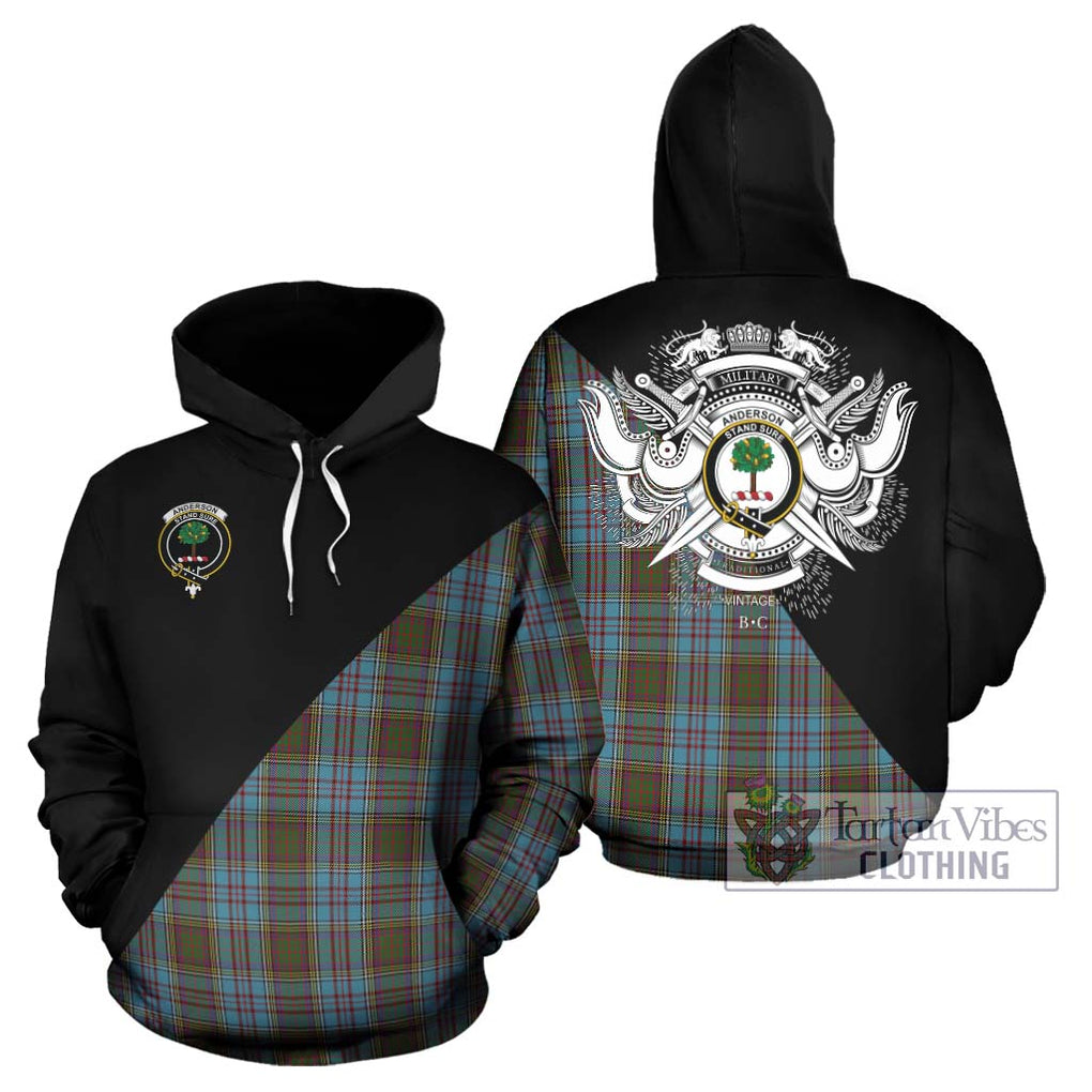 Anderson Tartan Hoodie with Family Crest and Military Logo Style Zip Hoodie - Tartanvibesclothing Shop