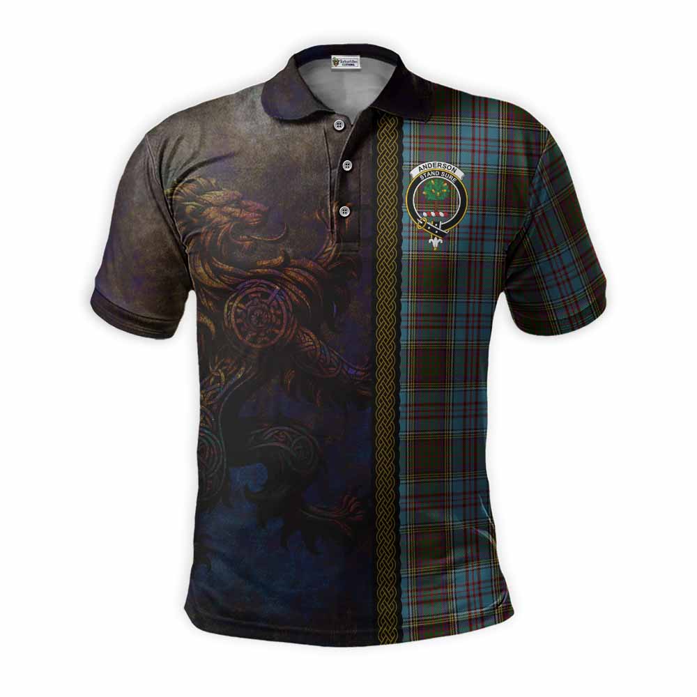 Tartan Vibes Clothing Anderson Tartan Family Crest Polo Shirt Alba Gu Brath Be Brave Lion Ancient Style