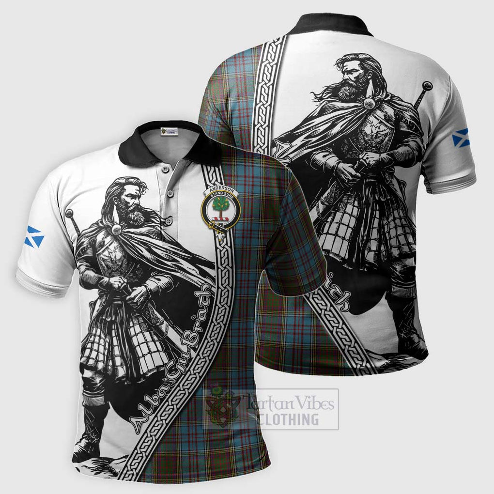 Tartan Vibes Clothing Anderson Tartan Clan Crest Polo Shirt with Highlander Warrior Celtic Style