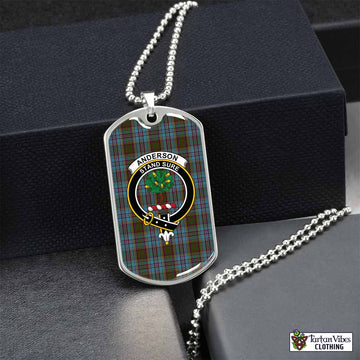 Tartan Vibes Clothing Anderson Tartan Dog Tag Necklace with Family Crest