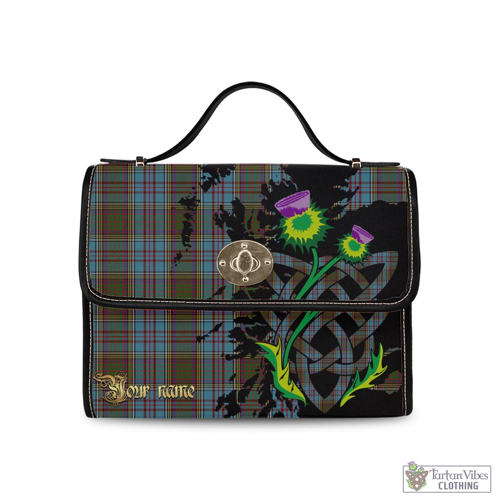 Tartan Vibes Clothing Anderson Tartan Waterproof Canvas Bag with Scotland Map and Thistle Celtic Accents