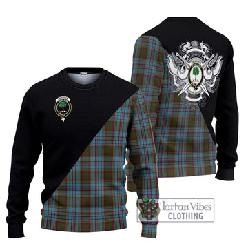 Anderson Tartan Knitted Sweater with Family Crest and Military Logo Style Unisex - Tartanvibesclothing Shop