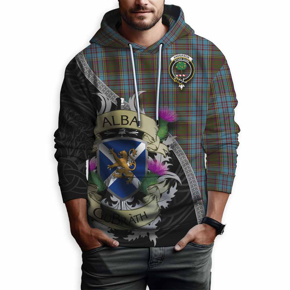 Tartan Vibes Clothing Anderson Tartan Family Crest Hoodie Lion Rampant Royal Thistle Shield Celtic Inspired