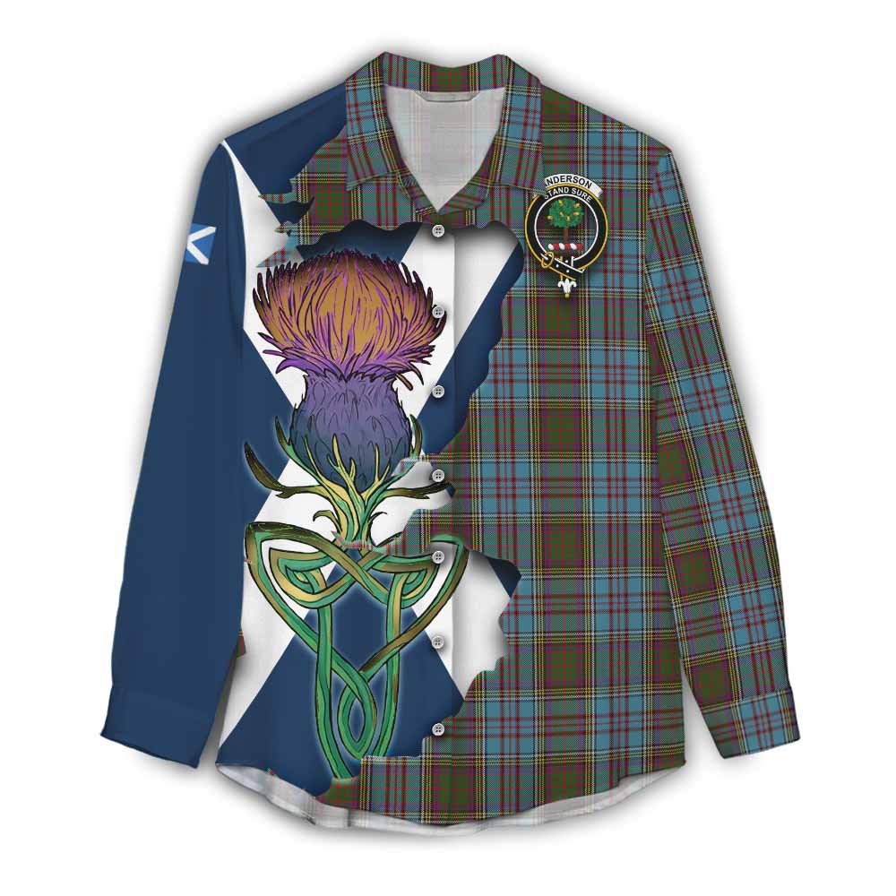 Tartan Vibes Clothing Anderson Tartan Family Crest Women's Casual Shirt Scottish Thistle Celtic Inspired
