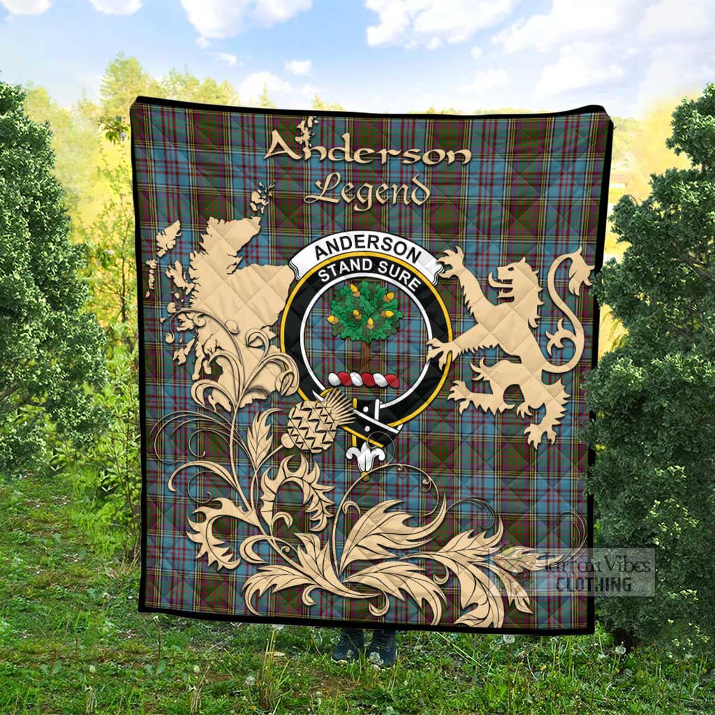 Anderson Tartan Quilt with Family Crest and Scottish Symbol Style Super King Quilt 91" x 110" - Tartan Vibes Clothing