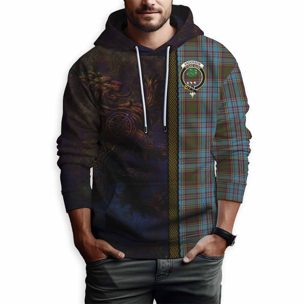 Tartan Vibes Clothing Anderson Tartan Family Crest Hoodie Alba Gu Brath Be Brave Lion Ancient Style