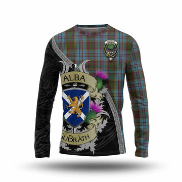 Anderson Tartan Family Crest Long Sleeve T-Shirt Lion Rampant Royal Thistle Shield Celtic Inspired