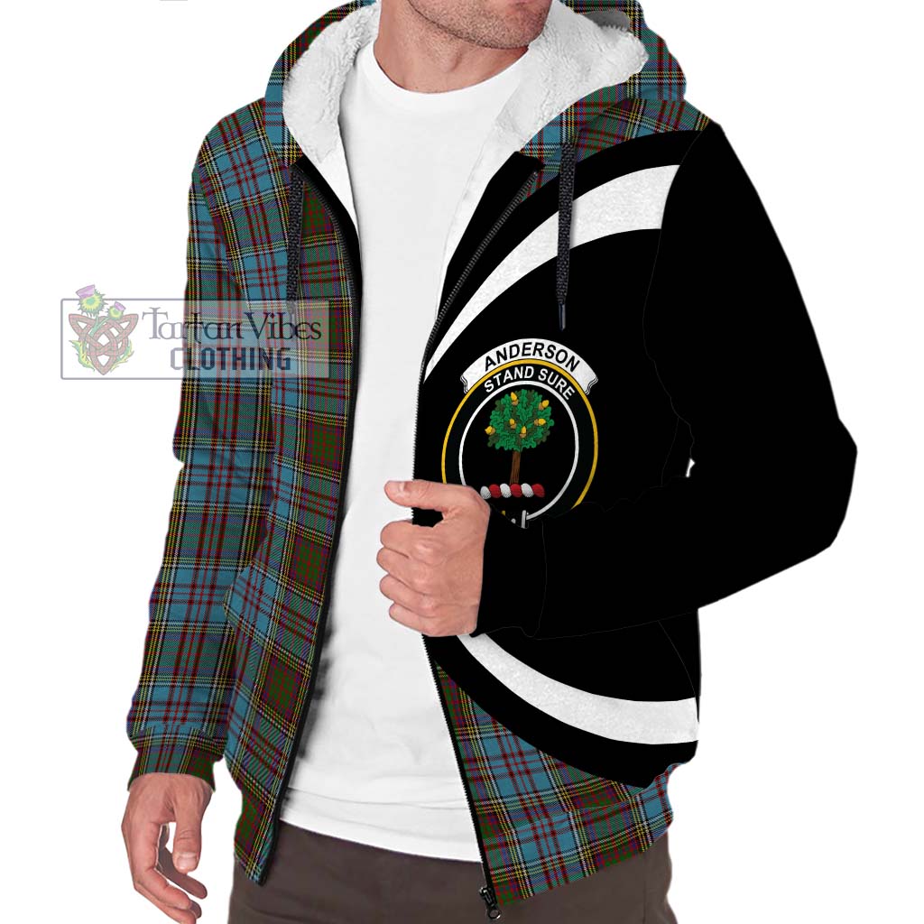 Anderson Tartan Sherpa Hoodie with Family Crest Circle Style Unisex S - Tartan Vibes Clothing