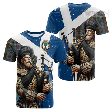 Tartan Vibes Clothing Anderson Tartan Cotton T-shirt with Family Crest Scottish Bagpiper Vibes