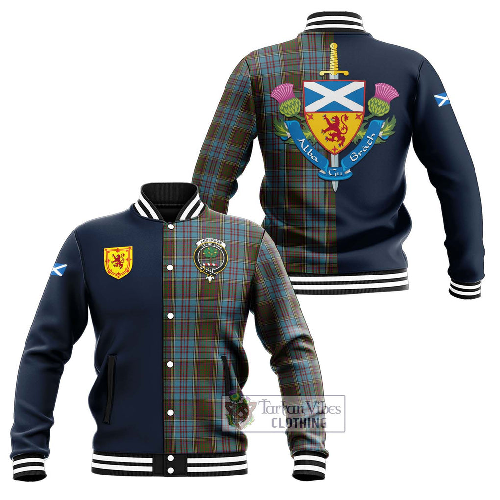 Tartan Vibes Clothing Anderson Tartan Baseball Jacket with Scottish Lion Royal Arm Half Style