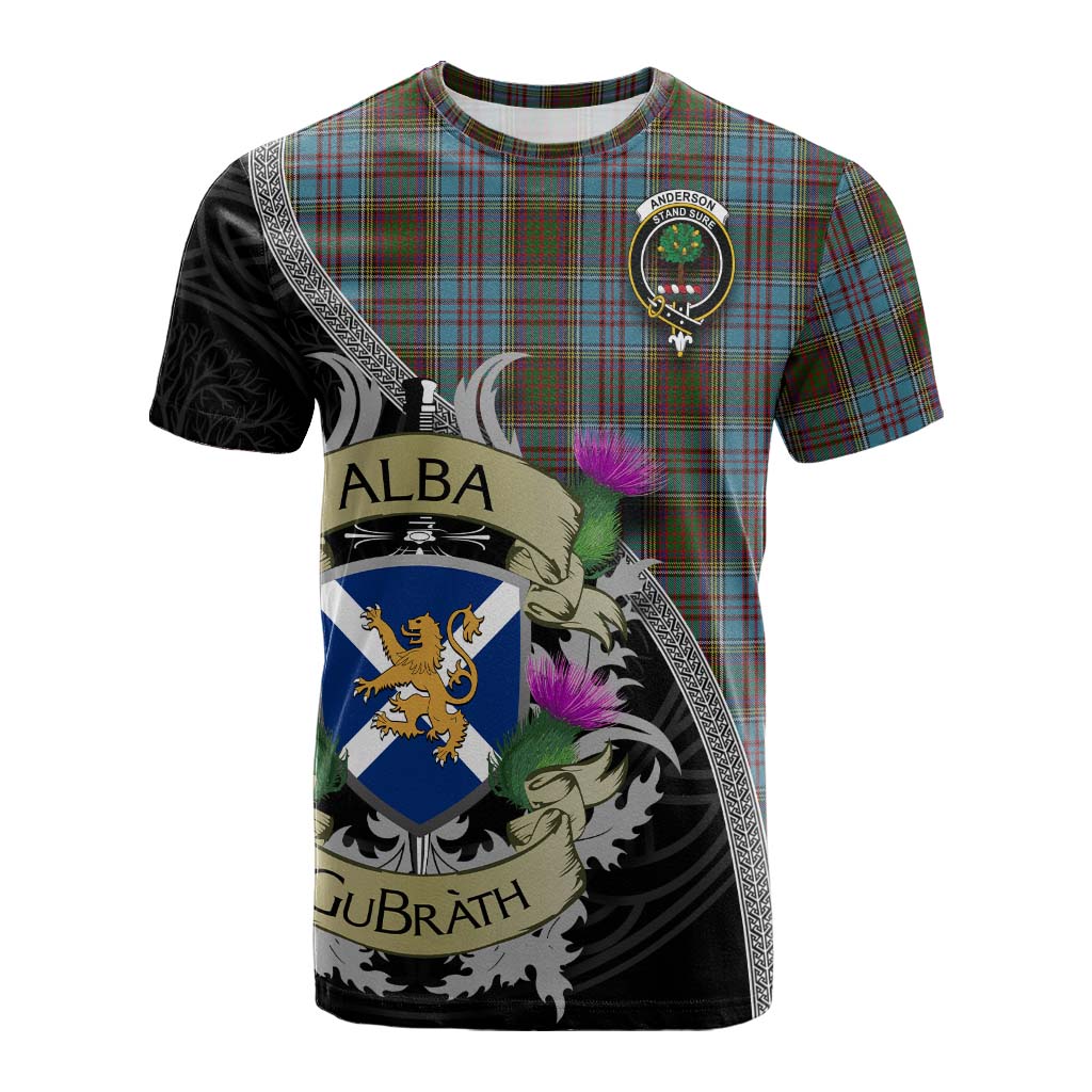 Tartan Vibes Clothing Anderson Tartan Family Crest Cotton T-shirt Lion Rampant Royal Thistle Shield Celtic Inspired