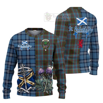 Tartan Vibes Clothing Anderson Tartan Knitted Sweater Happy St. Andrew's Day Half Tartan Style